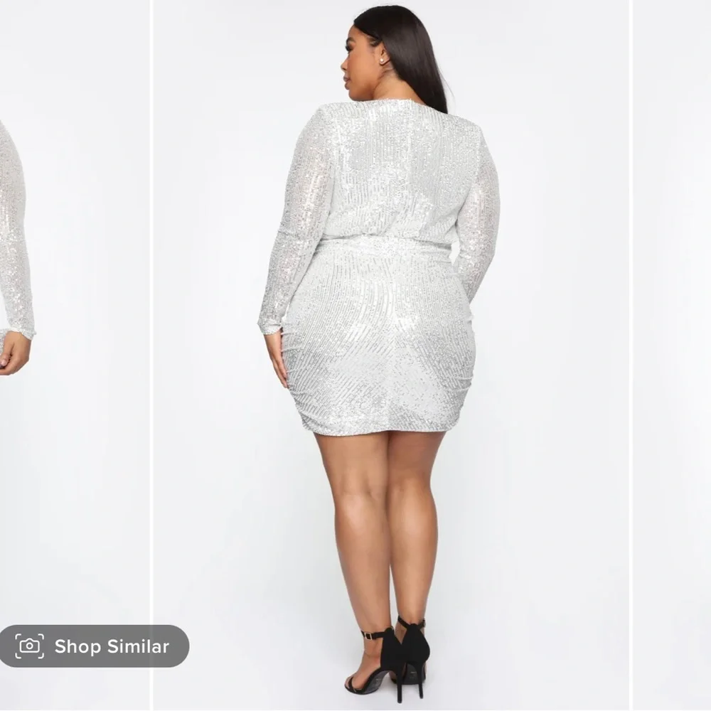 Fashion Nova Center Stage Sequin Mini Dress - White/Silver - Large - Never Worn - Picture 5 of 10